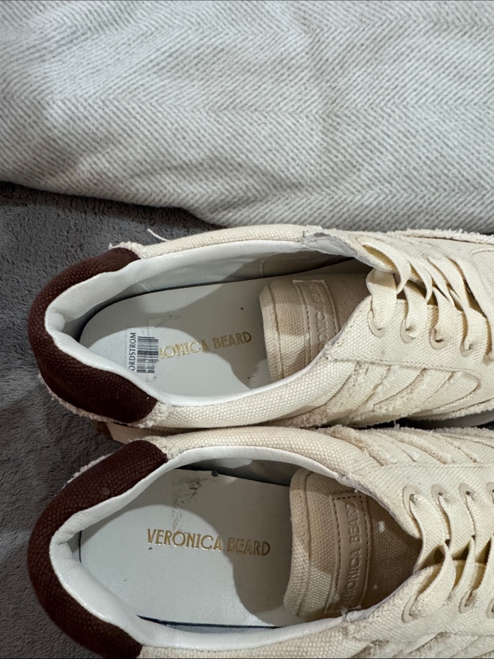 NWT Veronica Beard Valentina Size 8.5 Chocolate & Parchment Canvas Sneaker - Picture 10 of 16